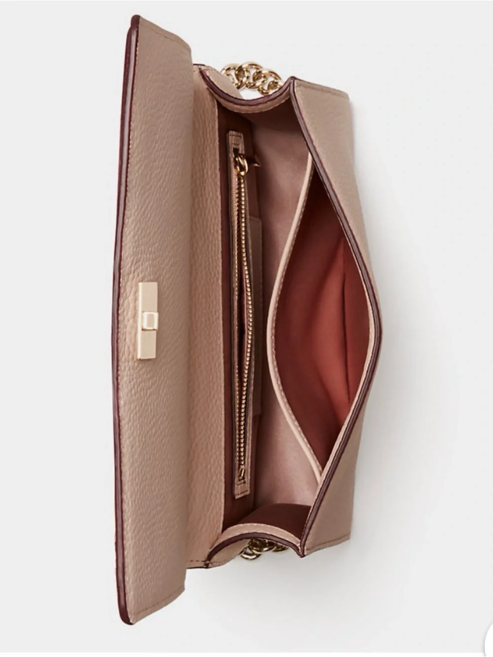 kate spade Burgundy and Rose Gold Heart Chain Shoulder Bag 